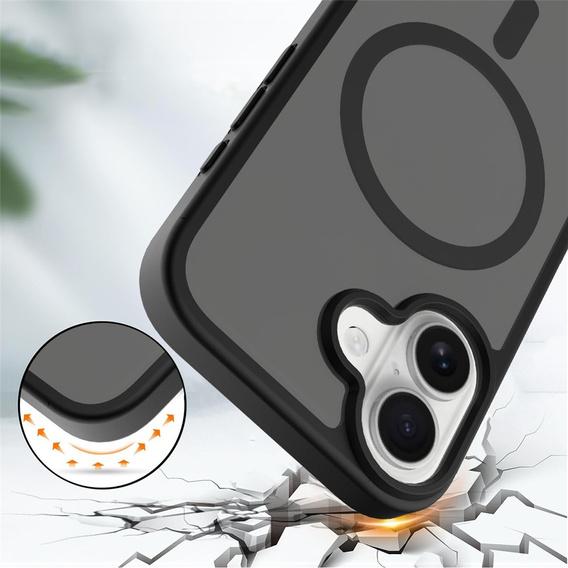 Matt tok iPhone 17 készülékhez, MagSafe-hoz, áttetsző fekete