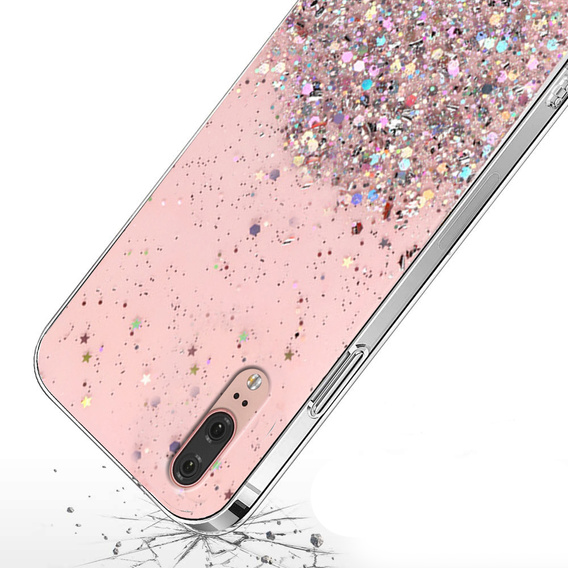 Telefontok a Huawei P20, Glittery, rózsaszín
