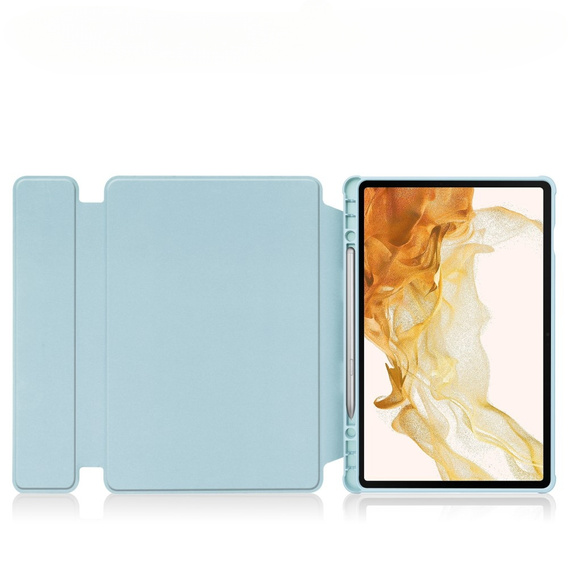 Billentyűzet tok Samsung Galaxy Tab S9+, Rotary 360° Leather, világoskék