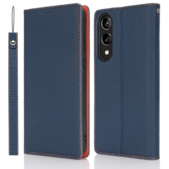 Pattintható tok a Samsung Galaxy S25 Edge, Litchi Skin Grain, sötétkék