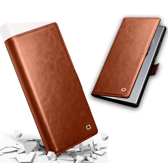 Flip tok Samsung Galaxy S25 Ultra, QIALINO Leather Wallet, barna