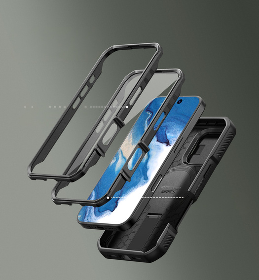 Páncélozott tok iPhone 16 Pro Max készülékhez, Dexnor CamProtect MagSafe, fekete (Két keret)
