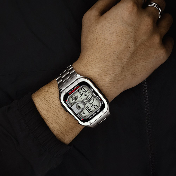 Acél karkötő tokkal Apple Watch 7/8/9 45MM, Ezüst