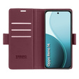 Tok Oppo Reno 14, ERBORD Glossy Litchi, pénztárca patenttal, piros