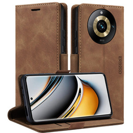 Telefontok a Realme 11 Pro 5G / Pro+ 5G, ERBORD Vintage, pénztárca patenttal, barna