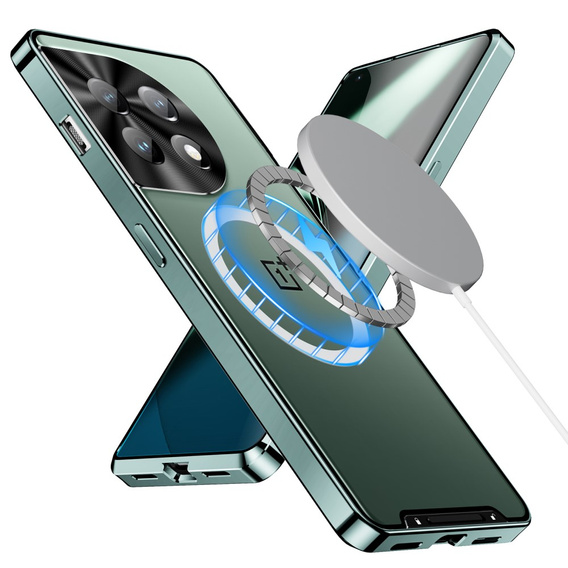 Kameravédő tok OnePlus 12 5G, CamShield MagSafe, átlátszó / zöld
