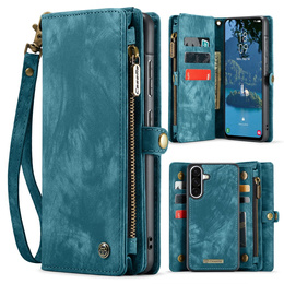 CASEME tok Samsung Galaxy A56 5G, Retro Leather Wallet, szíjjal, zöld