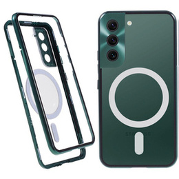 Magnetic Dual Glass MagSafe tok Samsung Galaxy S22 Plus, zöld