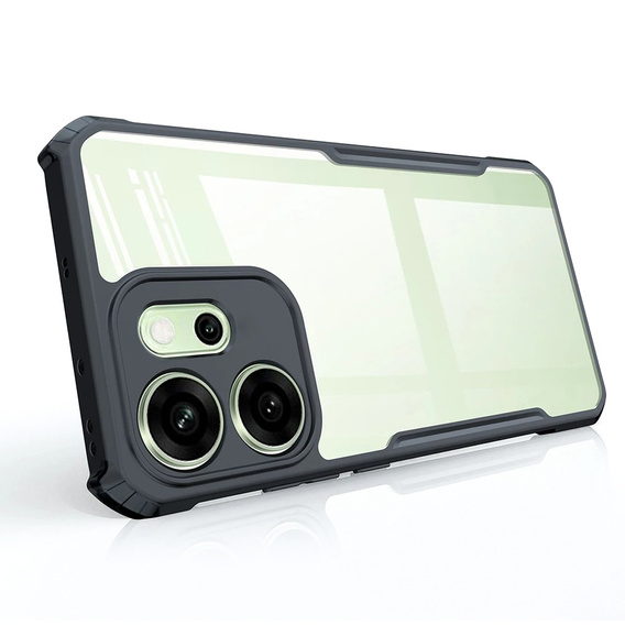 Tok Oppo Reno 14F, megerősített, átlátszó, fekete oldallapokkal
