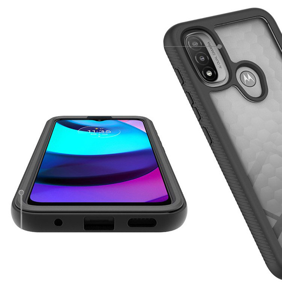 Tok Motorola Moto E20 készülékhez, Shockproof, fóliával, kék
