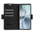 Tok Realme 14 Pro 5G, ERBORD Glossy Litchi, pénztárca patenttal, fekete