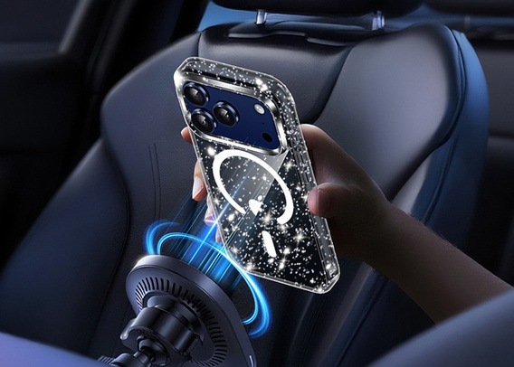 Tok iPhone 17 Pro készülékhez, MagSafe, csillogó - áttetsző fekete