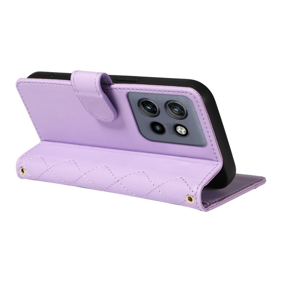 Flap tok Motorola Edge 50 Neo / Motorola ThinkPhone 25, Rhombus Crossbody Leather, lila