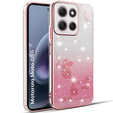 Tok Motorola Moto G86 5G, Glitter Flower, rózsaszín rose gold