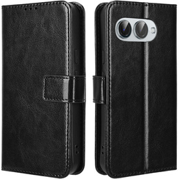 Pattintható tok a T Phone 3 5G, Crazy Horse Wallet, fekete