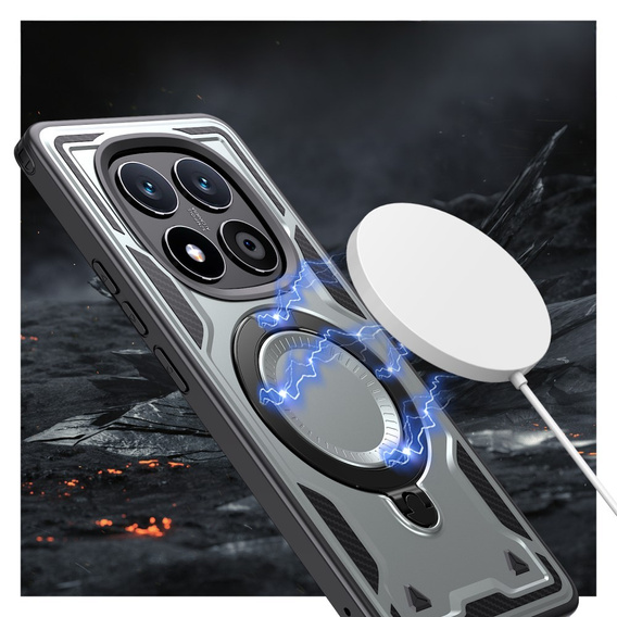 tok Xiaomi Redmi Note 14 Pro 5G /  Poco X7 5G, katonai MagSafe, szürke + 9H Glass