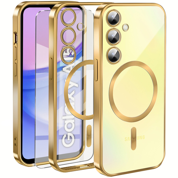 Tok Samsung Galaxy A15 4G/5G-hoz, Electro MagSafe, arany + üveg a képernyőhöz