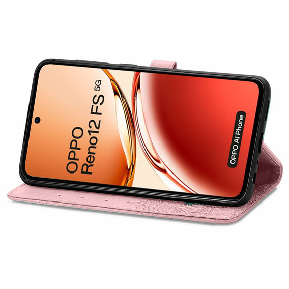 Pattintható tok a Oppo Reno 12FS / 12F, Mandala, rózsaszín rose gold