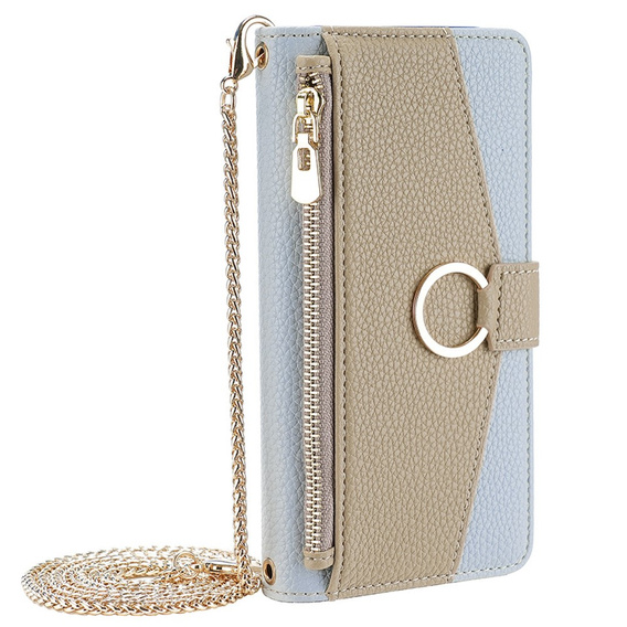 Flip tok Oppo A38 4G / Oppo A18 4G, Wallet Zipper Pocket, tükörrel, kék