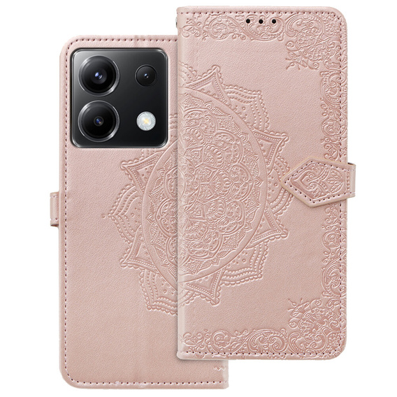 Pattintható tok a Xiaomi Poco X6 5G, Mandala, rózsaszín rose gold