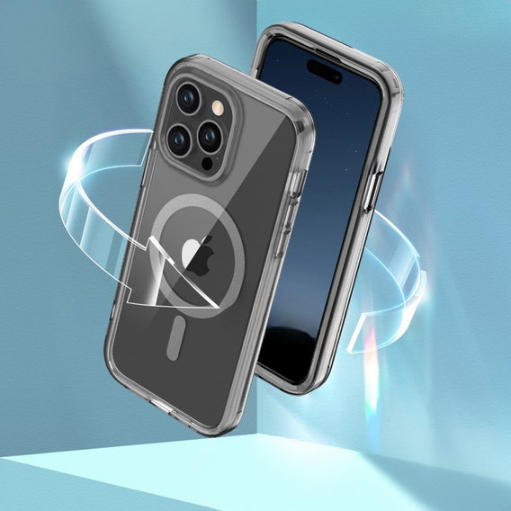 Tok iPhone 16 Pro Max, Shockproof Hybrid, fóliával, MagSafe-hoz, szürke
