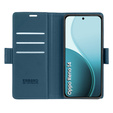 Tok Oppo Reno 14, ERBORD Glossy Litchi, pénztárca patenttal, kék