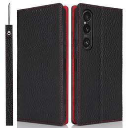 Bőr tok a Sony Xperia 1 VI, ERBORD Grain Leather, fekete