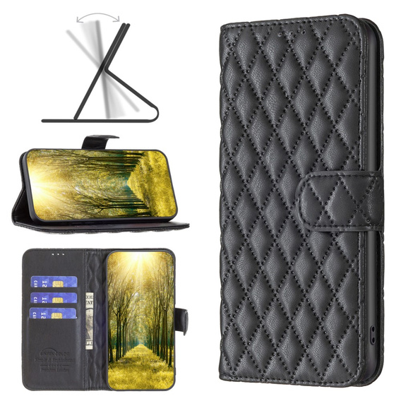 Pattintható tok a Samsung Galaxy A15, Wallet, BINFEN COLOR, fekete