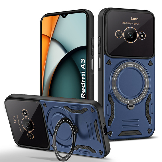 Páncélozott tok a Xiaomi Redmi A3 készülékhez, Magnetic Ring, kék