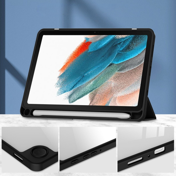 Tok Samsung Galaxy Tab A9, Smartcase Hybrid, tolltartó résszel, fekete