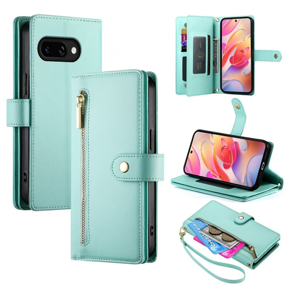 Pattintható tok a Samsung Galaxy A56 5G, Wallet Zipper Pocket, zöld