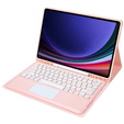 Tok + billentyűzet Samsung Galaxy Tab S9+, Leather Pen Slot TouchPad, rózsaszín rose gold