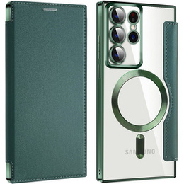 Pattintható tok a Samsung Galaxy S22 Ultra 5G, RFID Wallet MagSafe CamShield, zöld