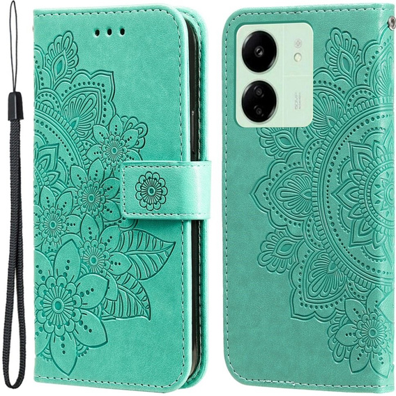 Pattintható tok a Xiaomi Redmi 13C / Poco C65, Mandala Flower, zöld