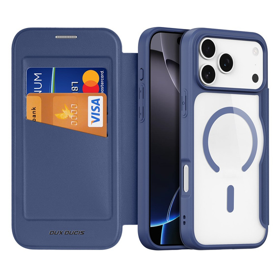 Dux Ducis tok iPhone 17 Pro-hoz, Skin X Pro, pánttal, MagSafe-hoz, tengerészkék