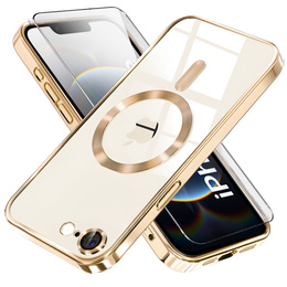 Tok iPhone 16E-hoz, Electro MagSafe, arany + üveg a képernyőhöz