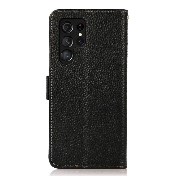 KHAZNEH RFID tok Samsung Galaxy S23 Ultra, Litchi textúra, fekete