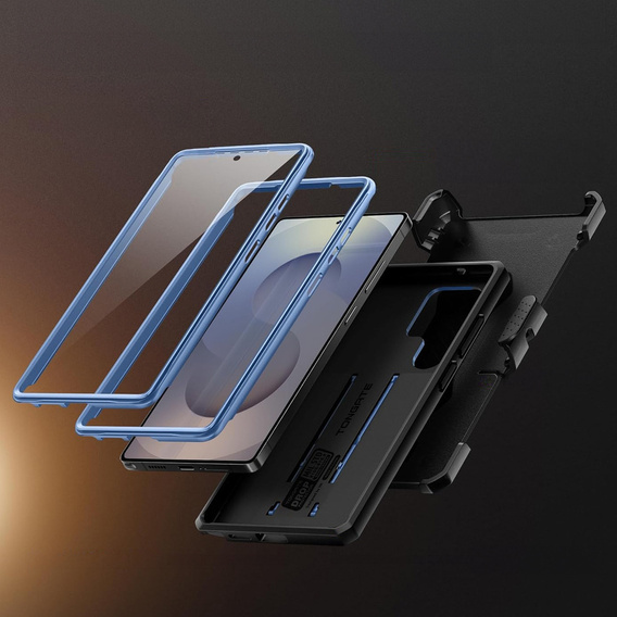 Robusztus tok Samsung Galaxy S25 Ultra készülékhez – Tongate MECH sorozatú klip, fekete