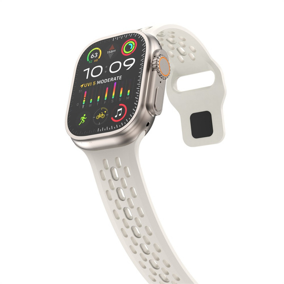 Szilikon szíj az Apple Watch 1/2/3/4/4/5/6/7/8/SE/ULTRA 42/44/45/49MM órához, bézs színű