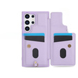 Tok Samsung Galaxy S24 Ultra, Leather Flower Card Slot, lila