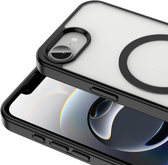 Mágneses tok iPhone 16E, MagSafe, fekete + 9H edzett üveg