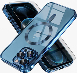 Tok iPhone 12 Pro-hoz, Electro MagSafe, kék + üveg a képernyőhöz