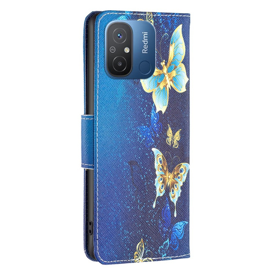 Pattintható tok a Xiaomi Redmi 12C, Wallet, butterfly, kék
