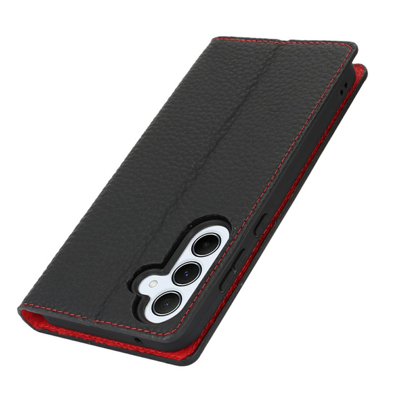 Pattintható tok a Samsung Galaxy S25, Litchi Skin Grain, fekete