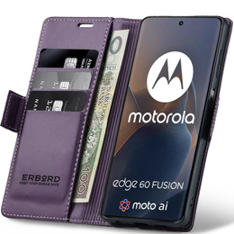 Tok Motorola Edge 60 / 60 Fusion, ERBORD Glossy Litchi, pénztárca patenttal, lila