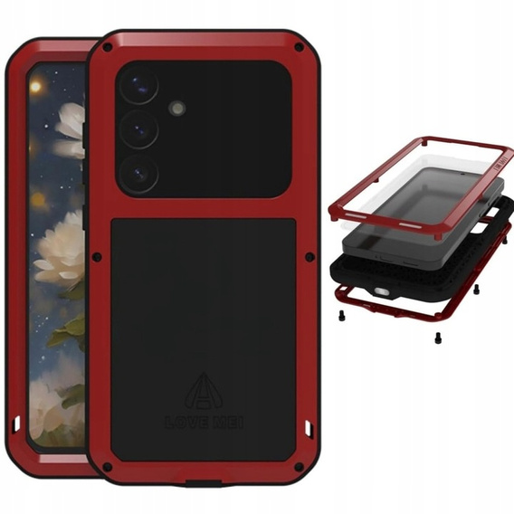Love Mei Telefontok a Samsung Galaxy S25, armored with glass, piros