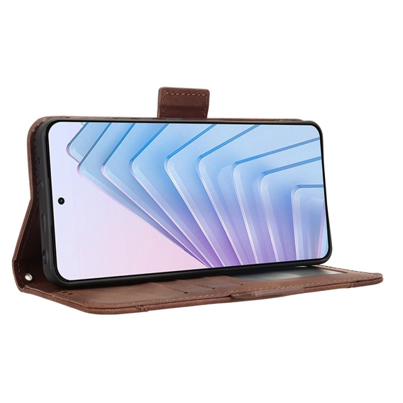 Pattintható tok a Xiaomi Redmi Note 14 4G, Card Slot, barna