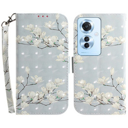 Pattintható tok a Oppo Reno 11F 5G, Wallet, Magnolia Flowers szürke