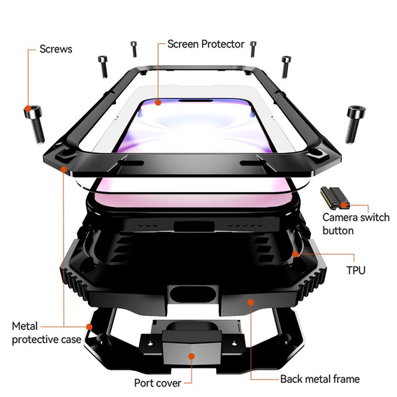 R-JUST tok állvánnyal és beépített üveggel iPhone 17-hez