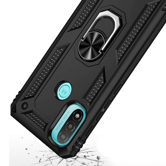 Páncélozott telefontok a Motorola Moto E20/E30/E40, Nox Case Ring, fekete